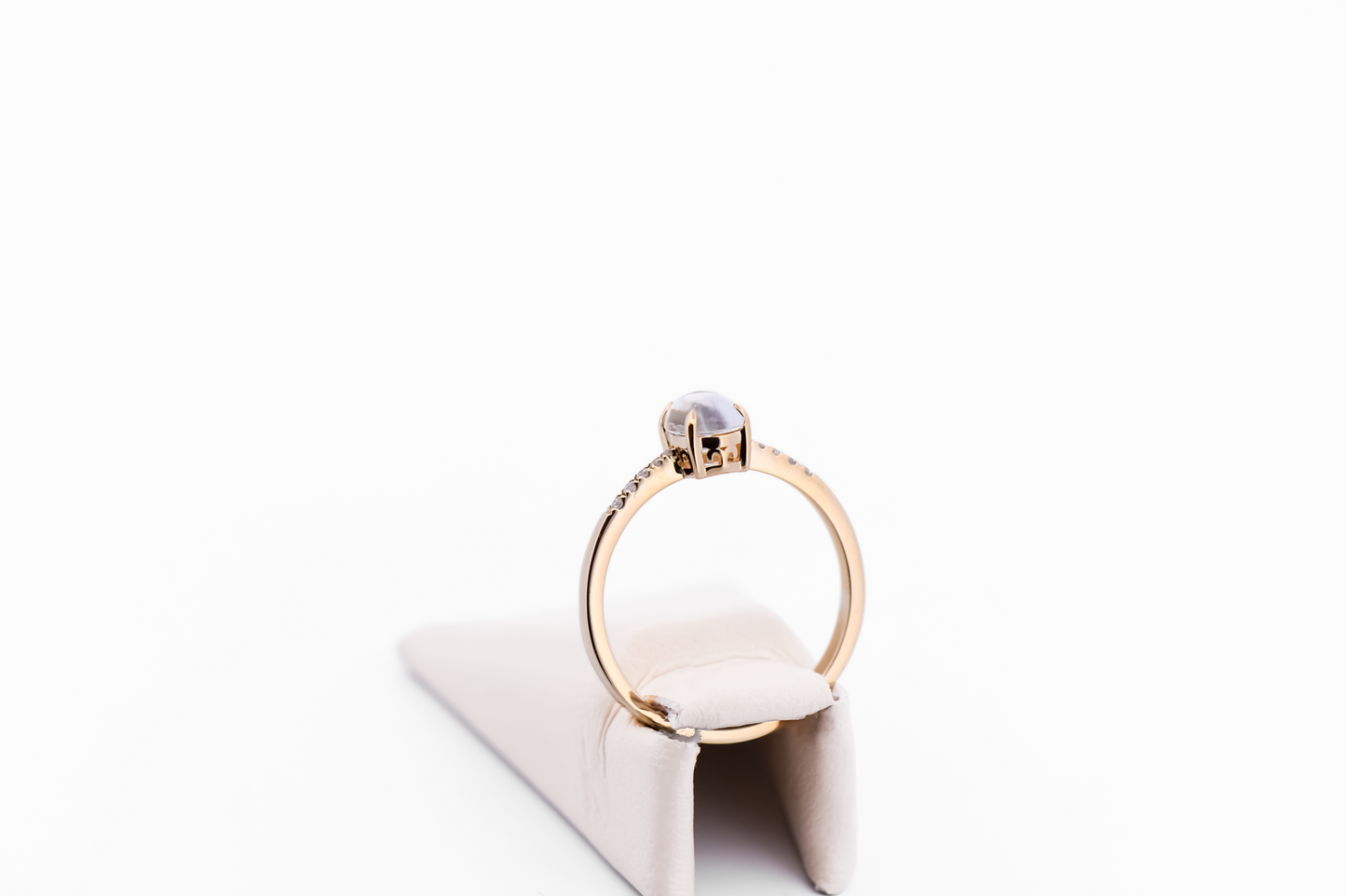 Elegant Blue Moonstone & Diamond Engagement Ring in Yellow Gold