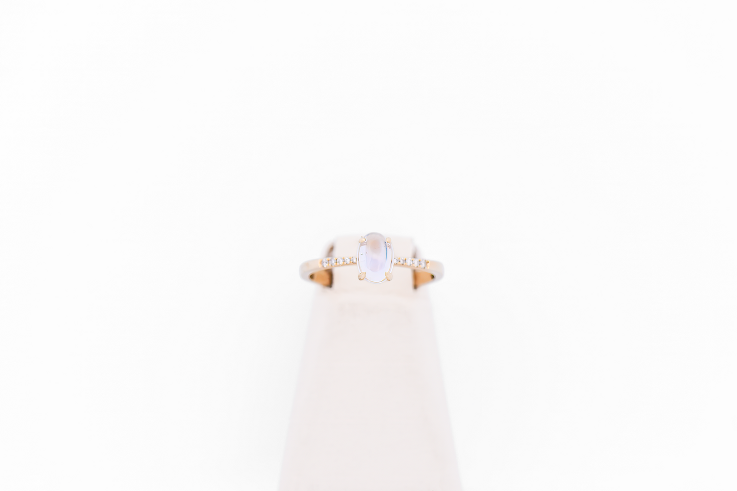 Elegant Blue Moonstone & Diamond Engagement Ring in Yellow Gold
