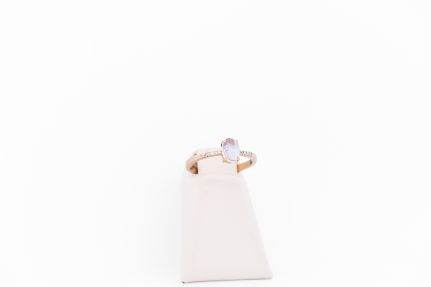 Elegant Blue Moonstone & Diamond Engagement Ring in Yellow Gold