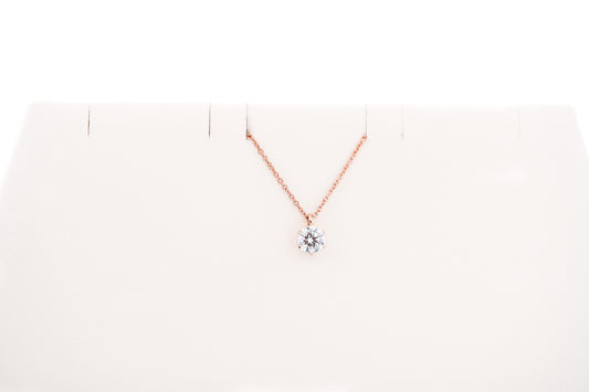 Elegant & Dainty Round Diamond Solitaire Pendant in Rose Gold