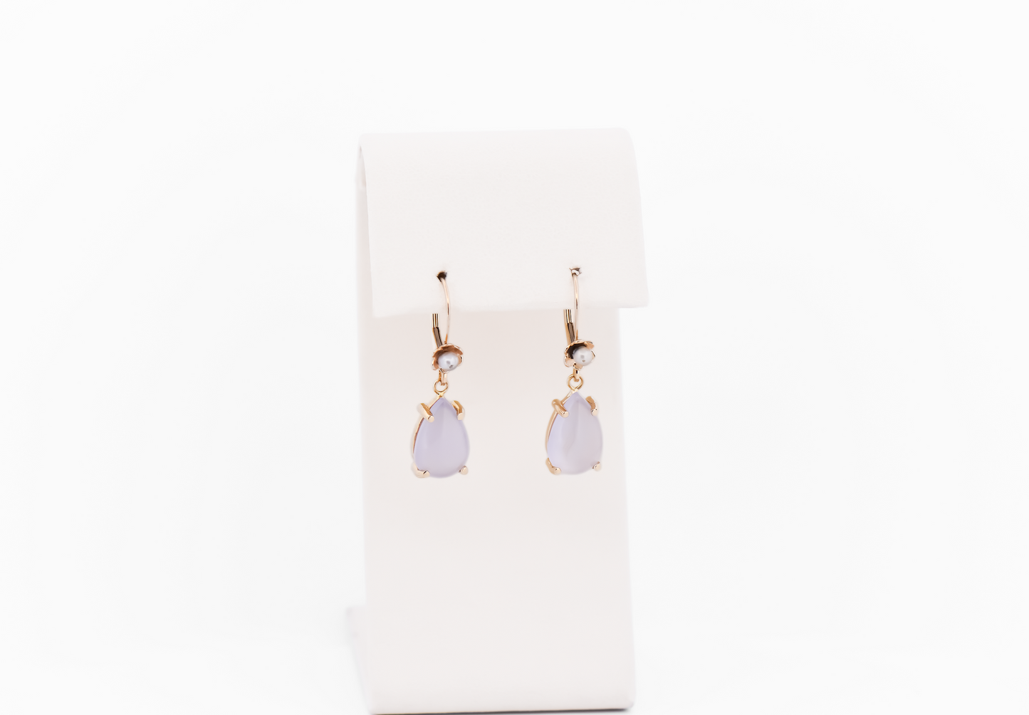 Ellensburg Blue Agate Drop Earrings in 14k Gold with Pearl Accents