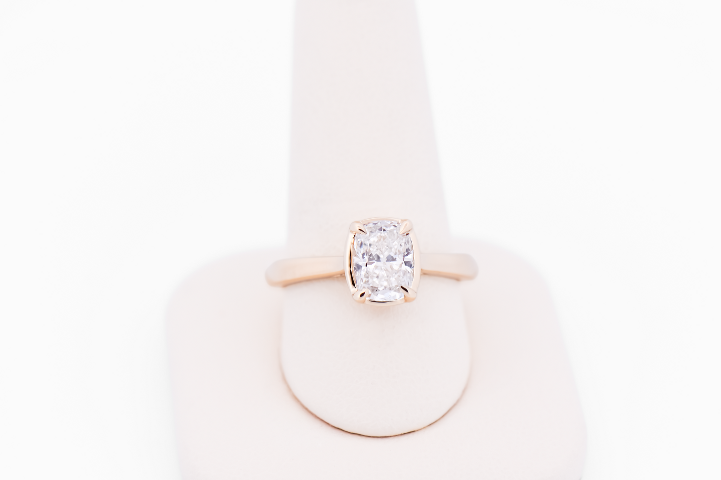 Elongated Cushion Lab Diamond Solitaire Engagement Ring in Yellow Gold