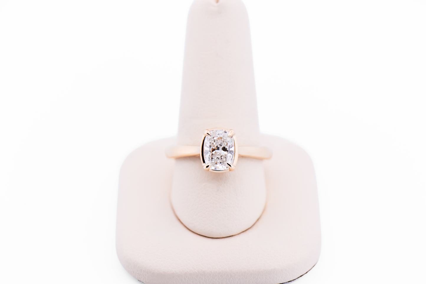 Elongated Cushion Lab Diamond Solitaire Engagement Ring in Yellow Gold