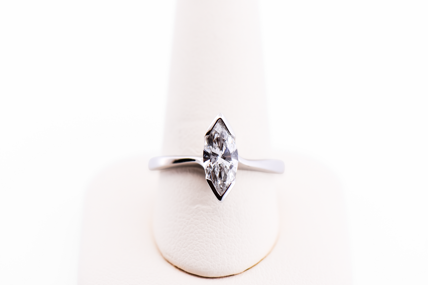 Elongated Marquise Lab-Grown Diamond Solitaire Engagement Ring in White Gold
