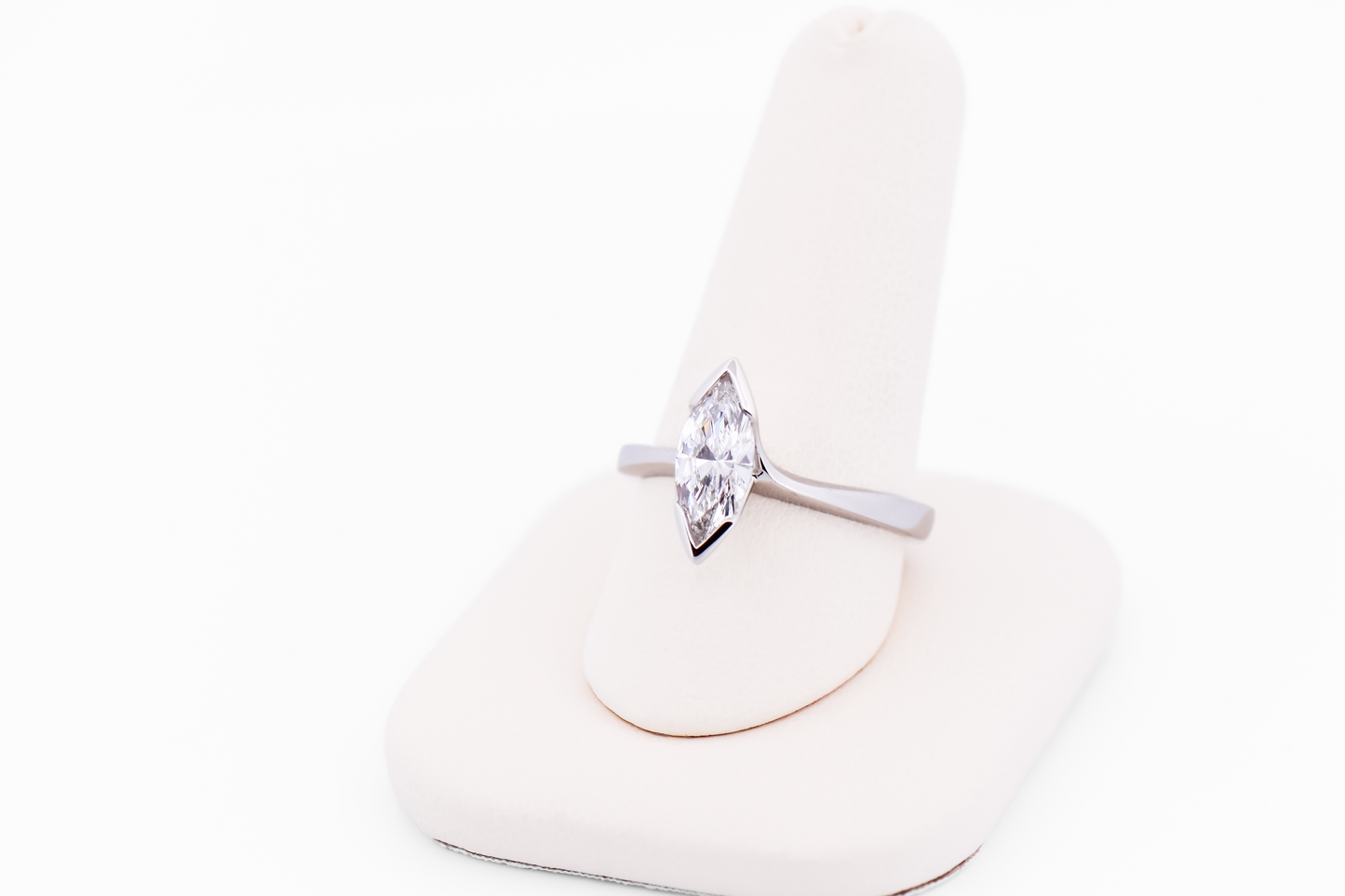 Elongated Marquise Lab-Grown Diamond Solitaire Engagement Ring in White Gold