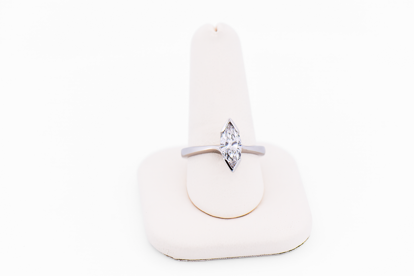 Elongated Marquise Lab-Grown Diamond Solitaire Engagement Ring in White Gold