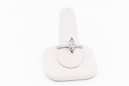 Elongated Marquise Lab-Grown Diamond Solitaire Engagement Ring in White Gold