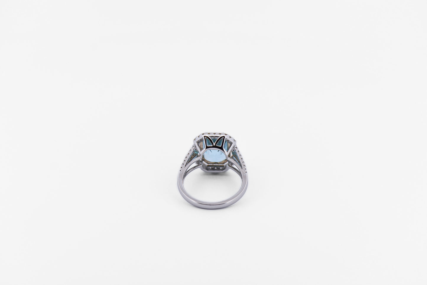 Emerald Cut Aquamarine & Diamond Engagement Ring in Two-Tone Gold