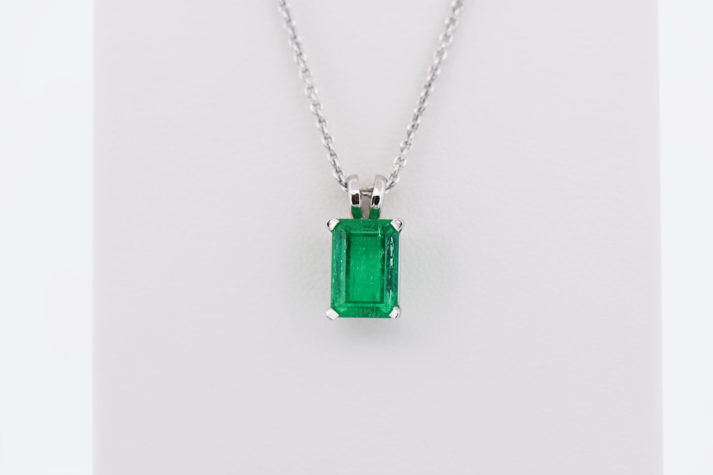 Emerald Cut Emerald Solitaire Pendant - Top Quality