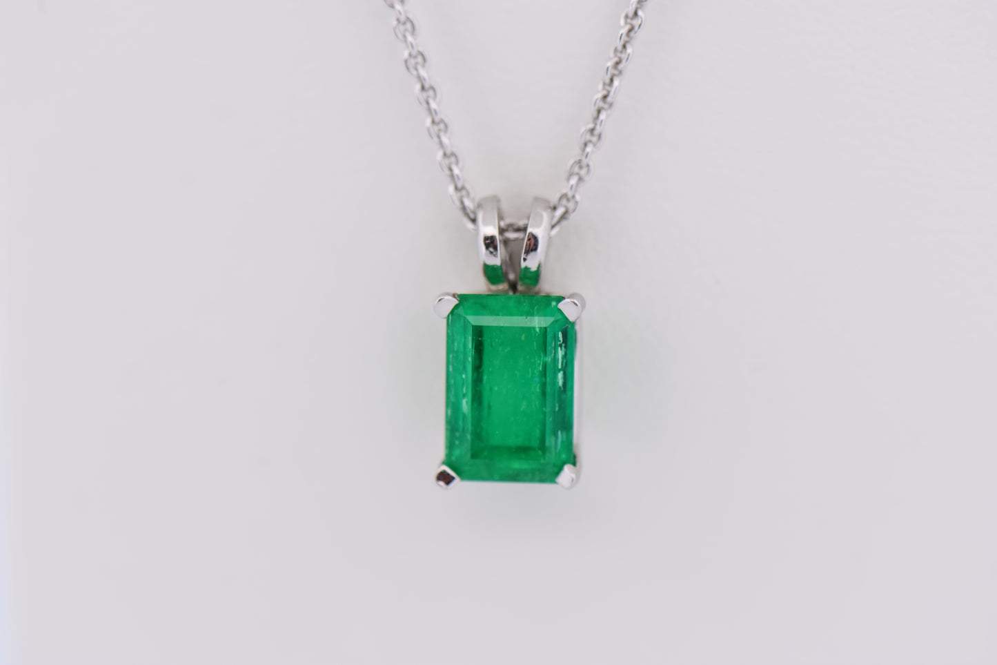Emerald Cut Emerald Solitaire Pendant - Top Quality