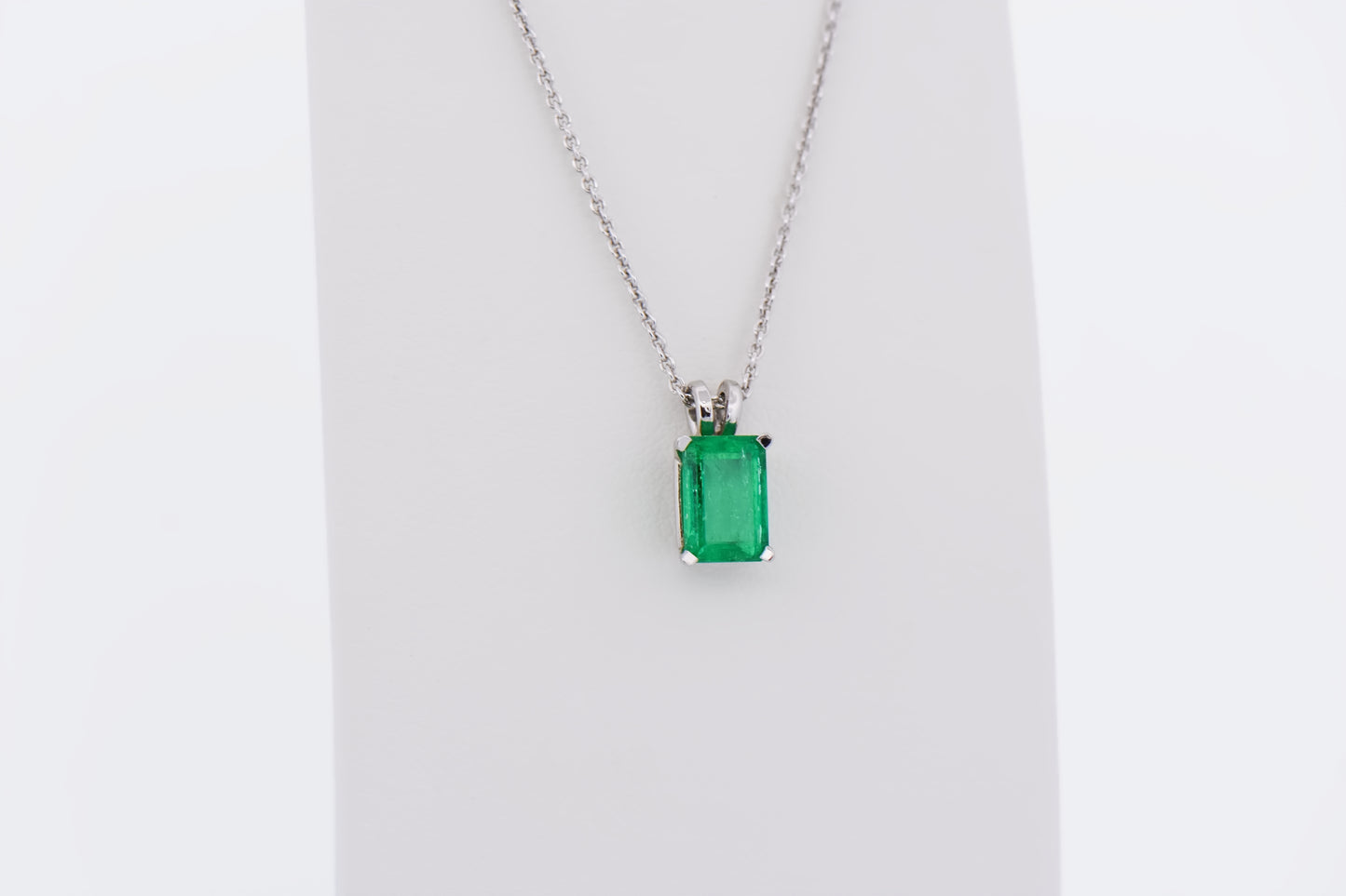 Emerald Cut Emerald Solitaire Pendant - Top Quality