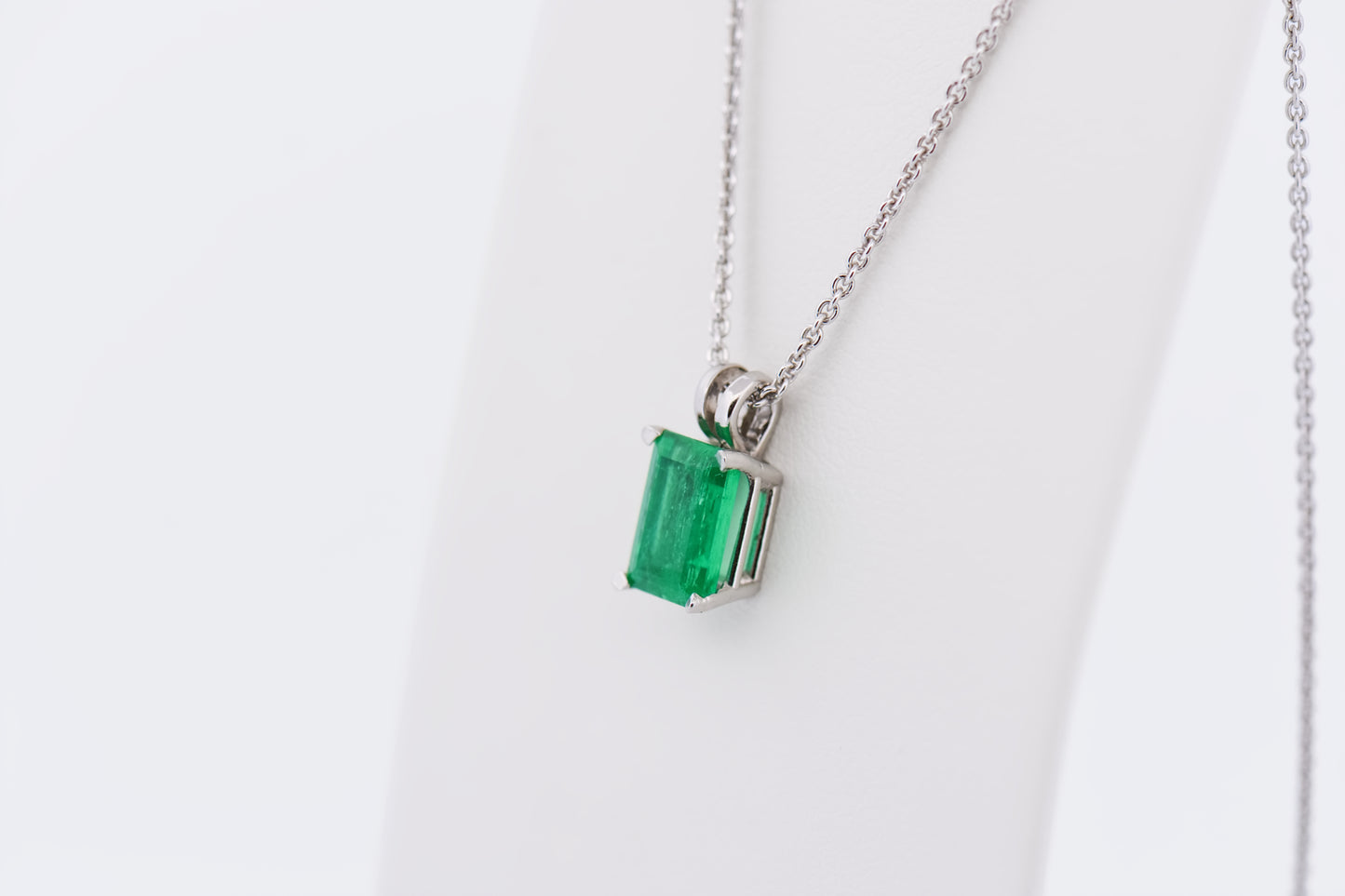 Emerald Cut Emerald Solitaire Pendant - Top Quality