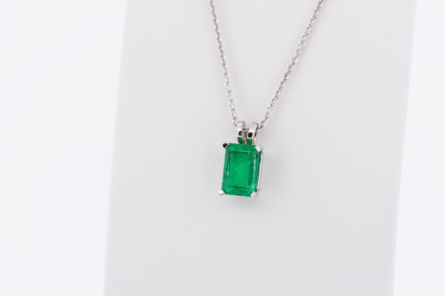 Emerald Cut Emerald Solitaire Pendant - Top Quality
