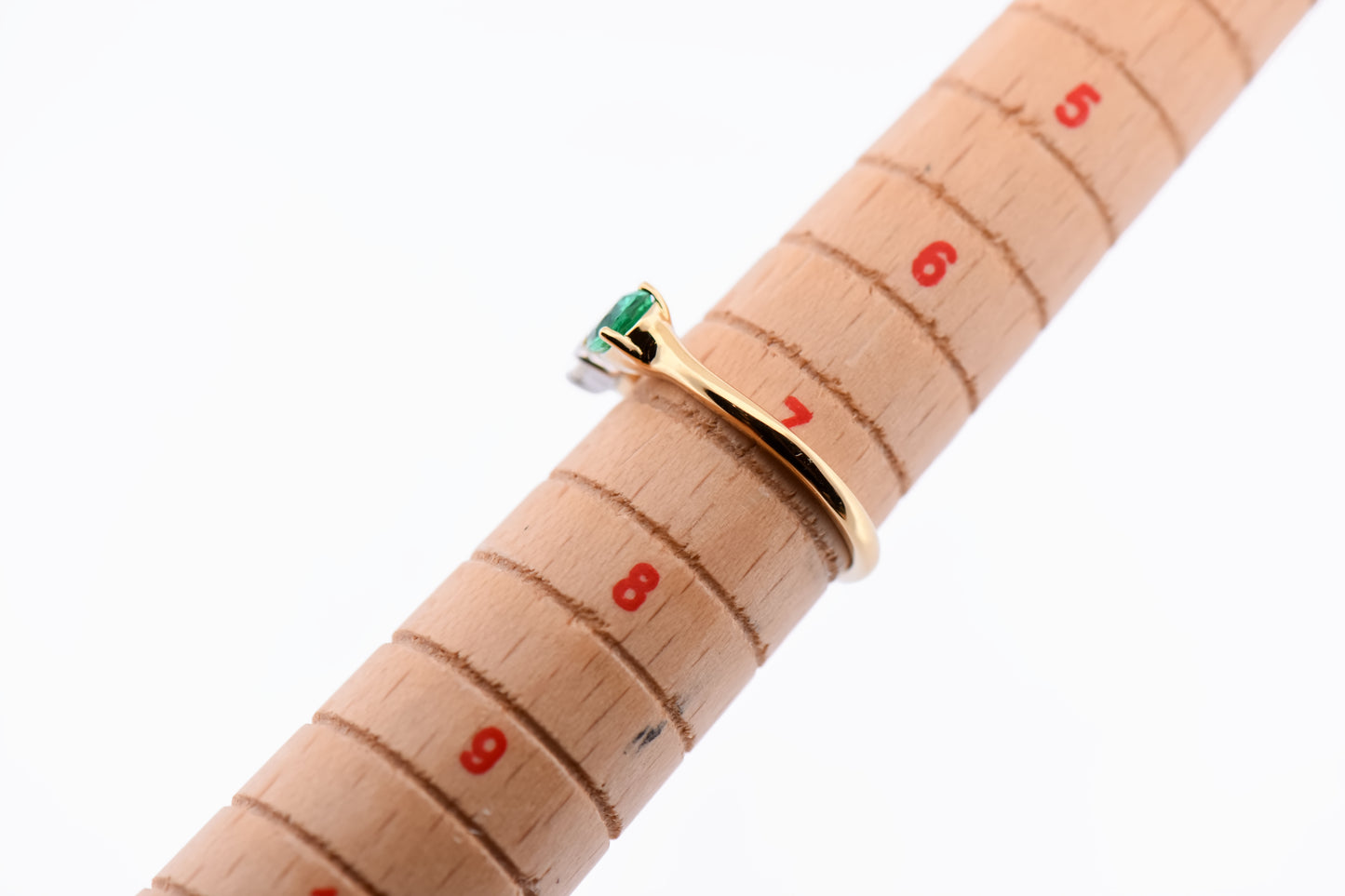 Emerald & Diamond Two Stone Ring in 18k - Toi et Moi Style