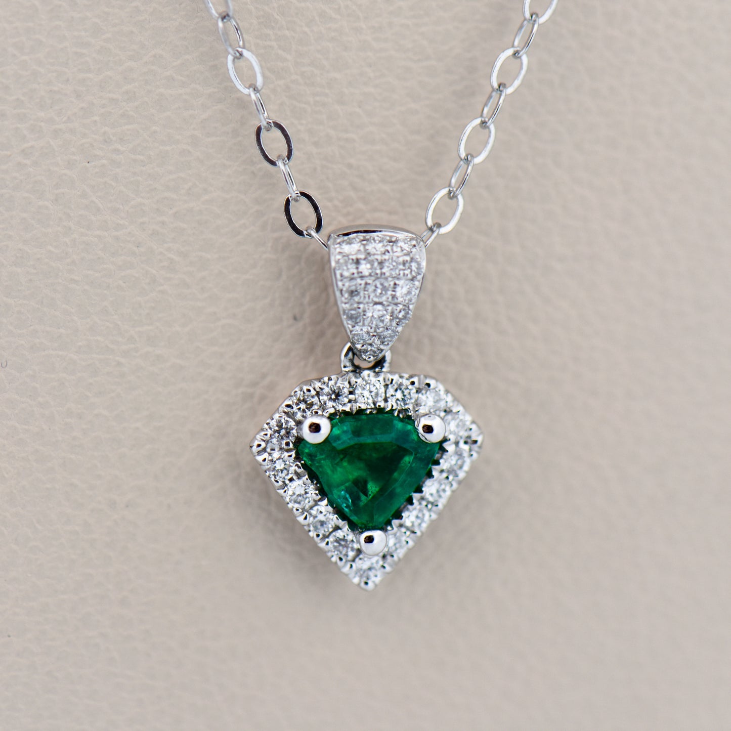 Emerald & Diamond Shield Pendant - Superman Style
