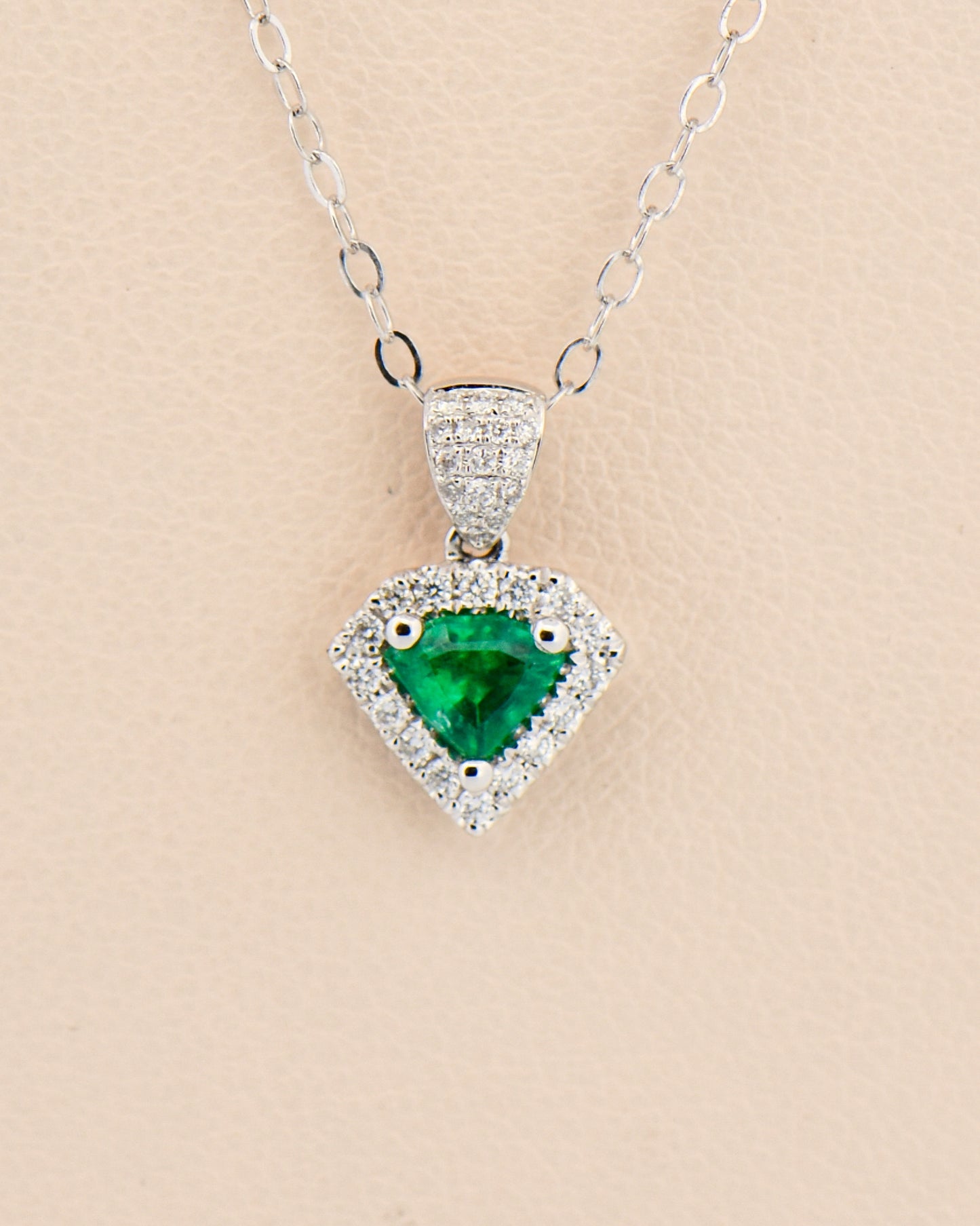 Emerald & Diamond Shield Pendant - Superman Style