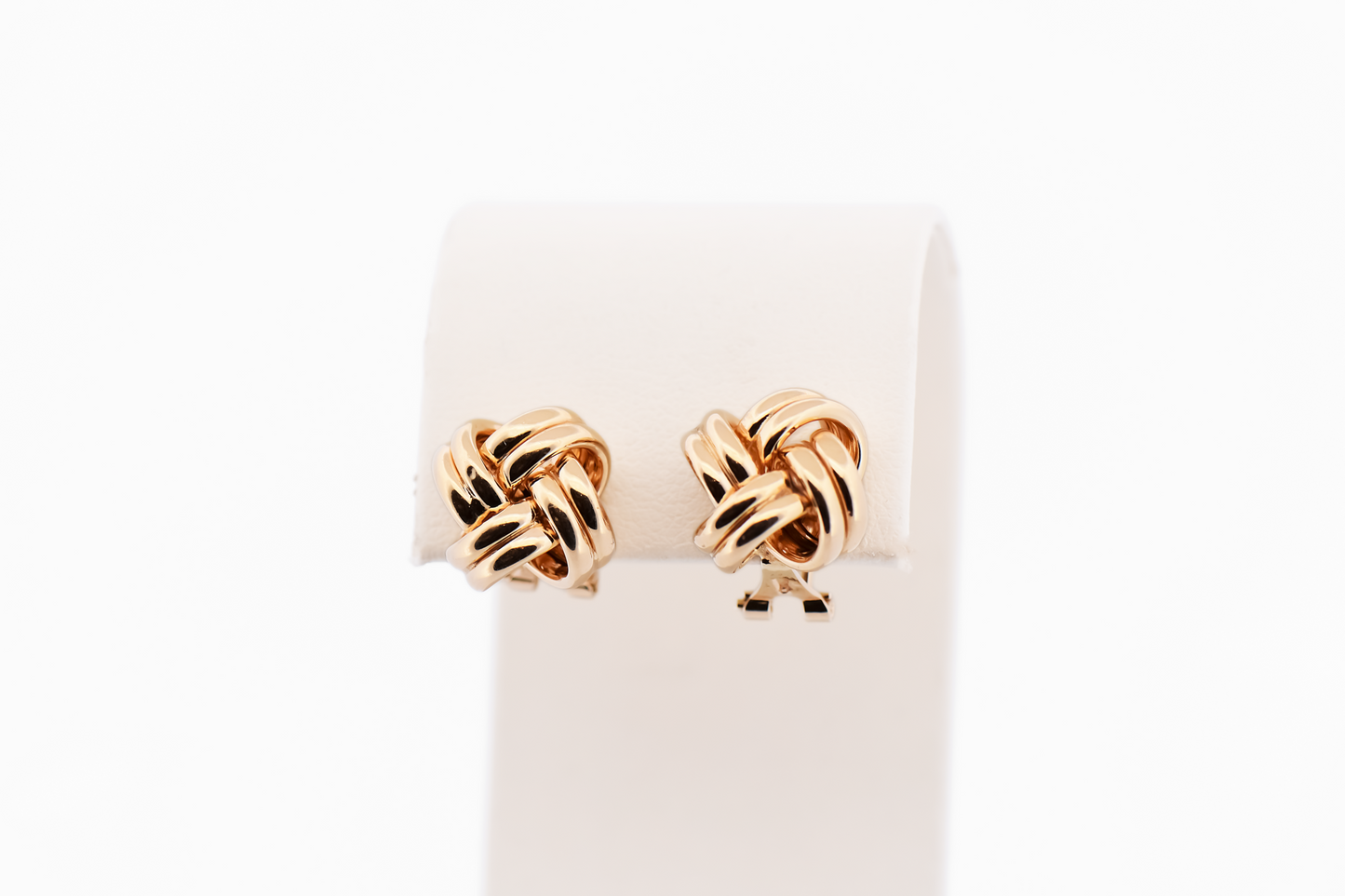 Estate 14k Yellow Gold Love Knot Clip Earrings with Omega Backs