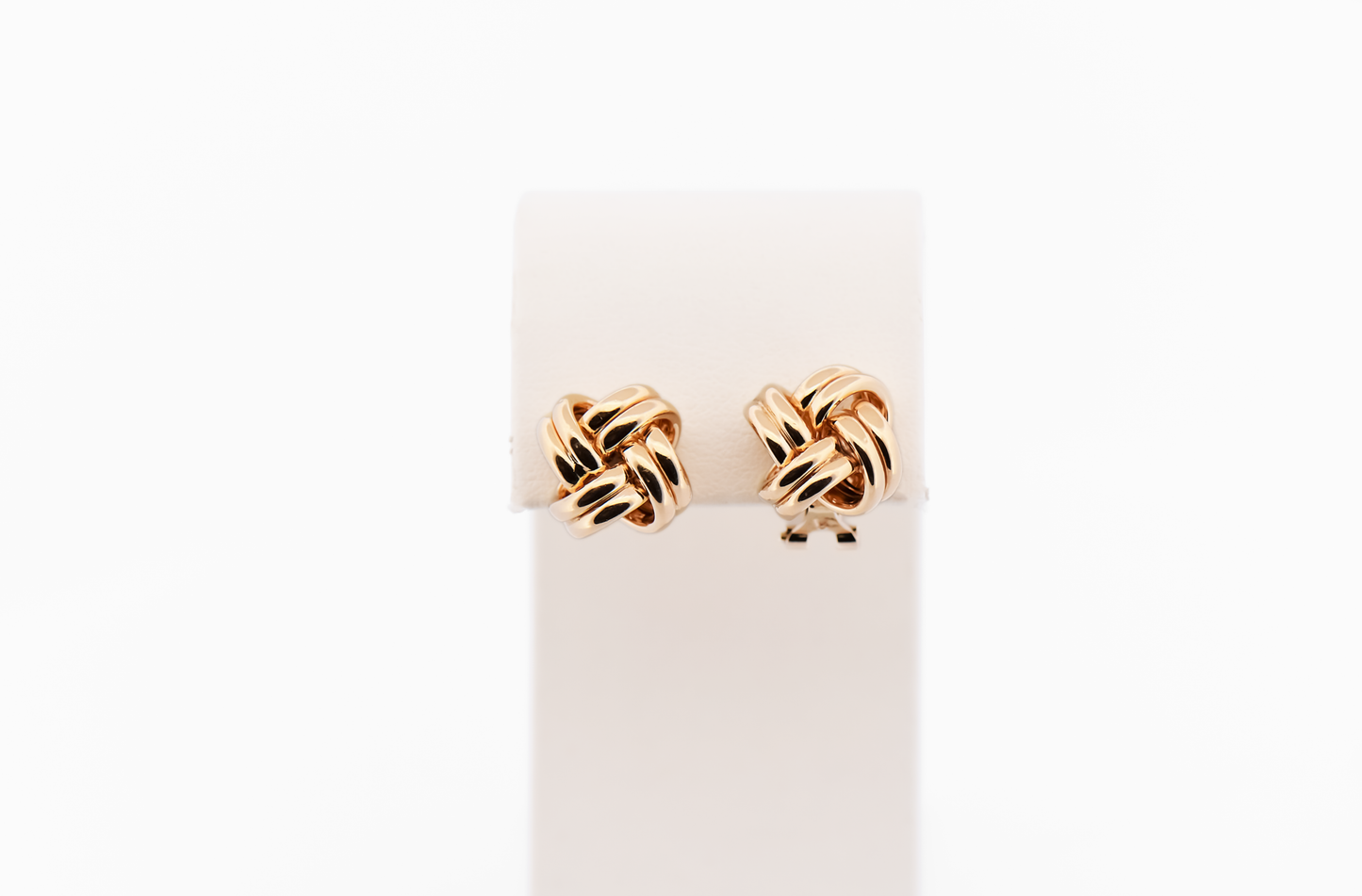 Estate 14k Yellow Gold Love Knot Clip Earrings with Omega Backs