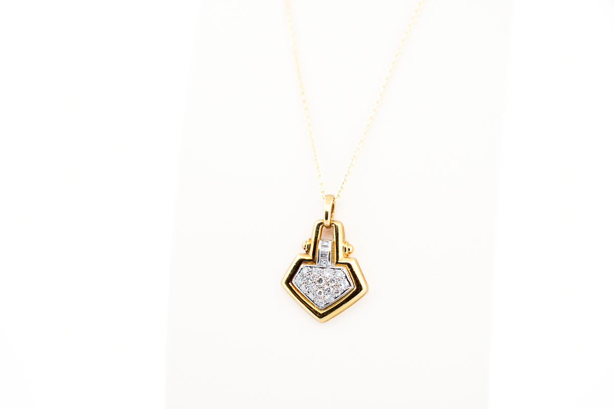 Estate 18k Door Knocker Pendant with Pave' Set Diamonds