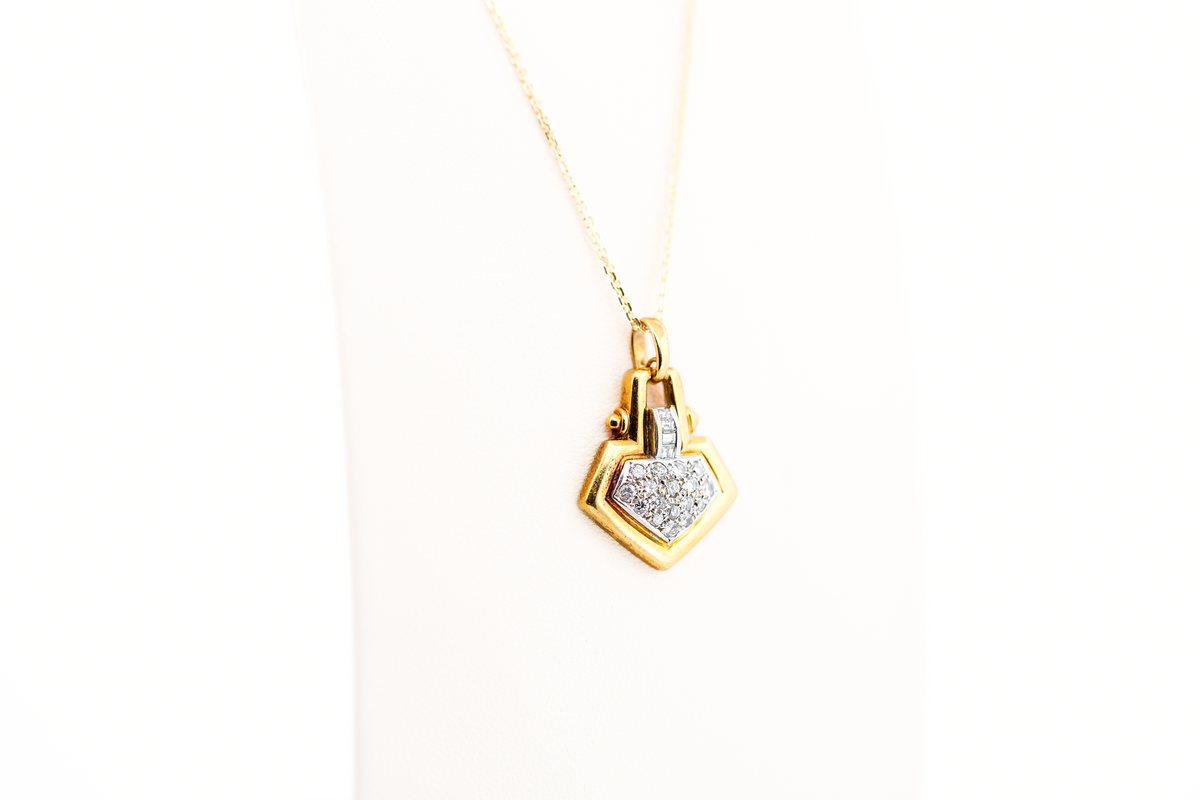 Estate 18k Door Knocker Pendant with Pave' Set Diamonds