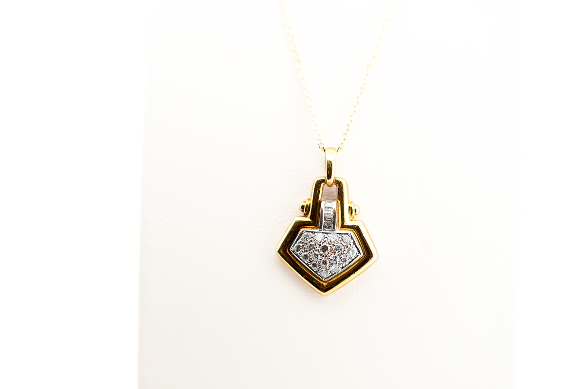 Estate 18k Door Knocker Pendant with Pave' Set Diamonds