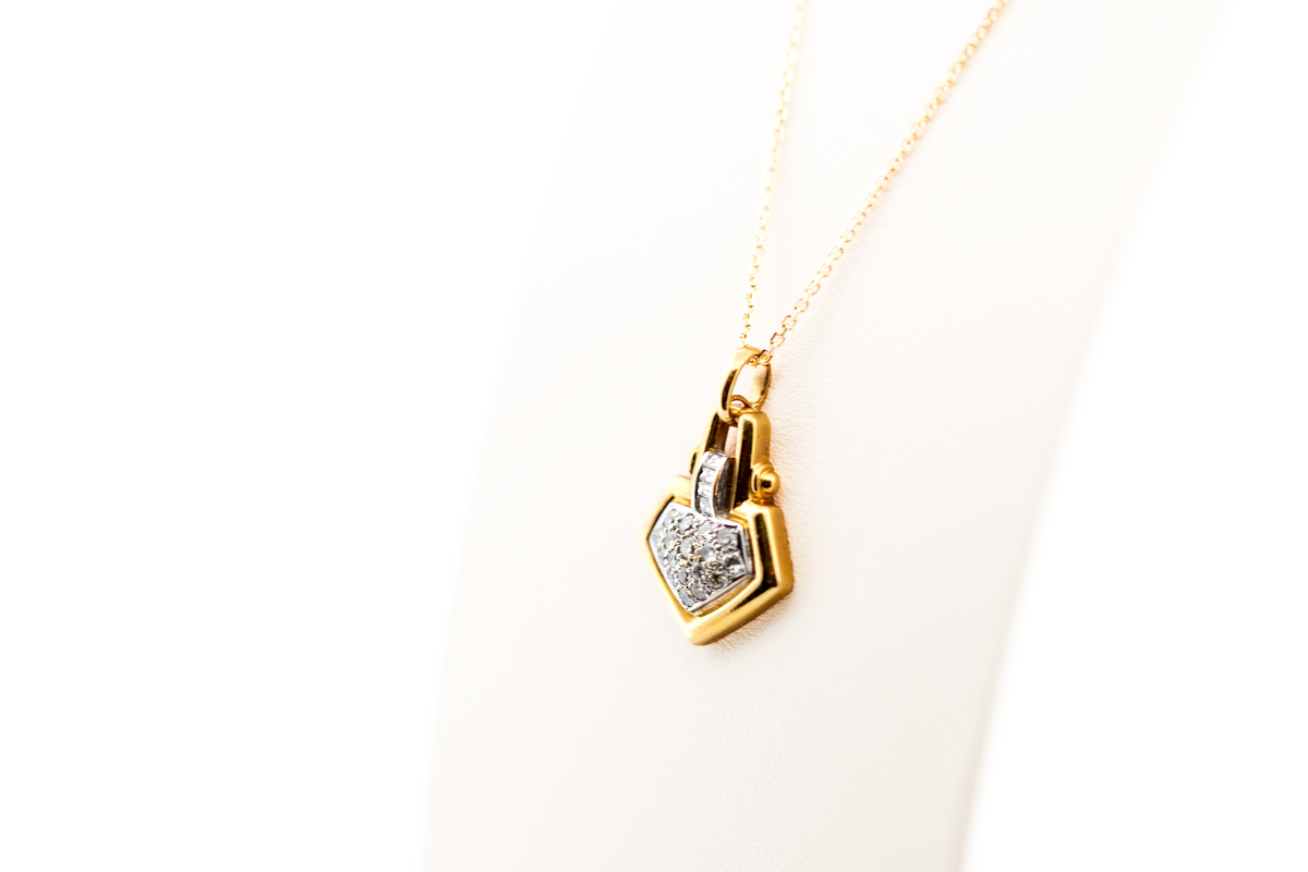 Estate 18k Door Knocker Pendant with Pave' Set Diamonds