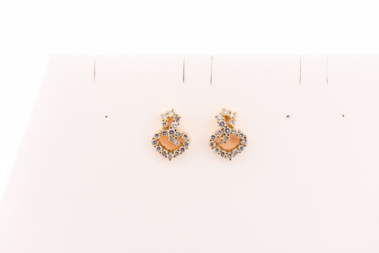 Estate 18k Yellow Gold & Diamond Cluster Stud Earrings