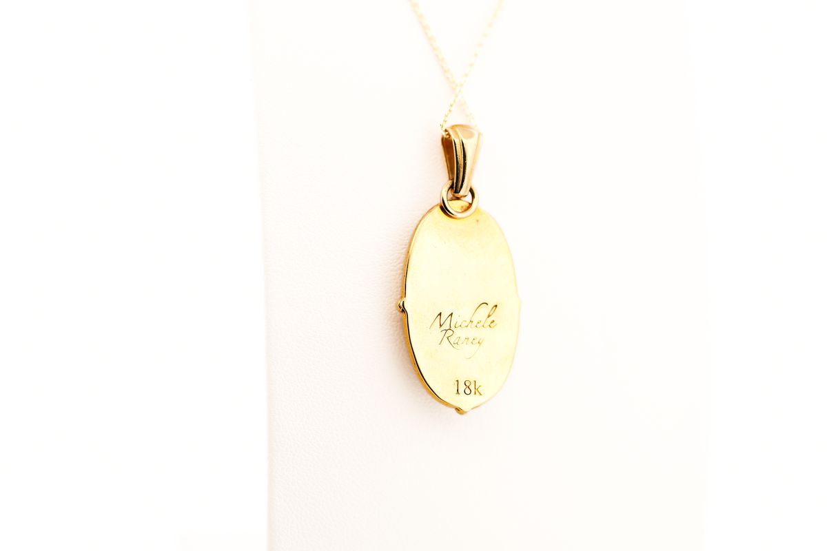 Estate 18k Yellow Gold Pendant with Gold & Black Enamel - Michele Raney