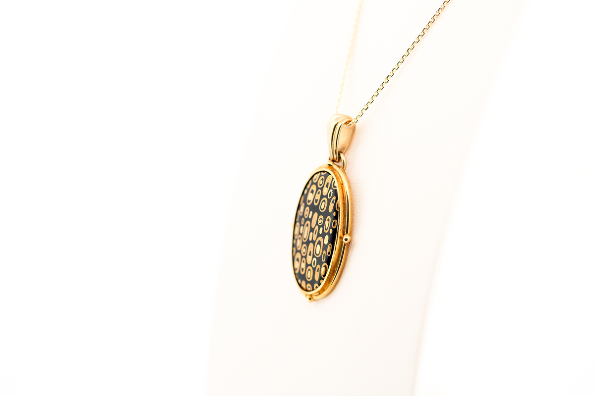 Estate 18k Yellow Gold Pendant with Gold & Black Enamel - Michele Raney