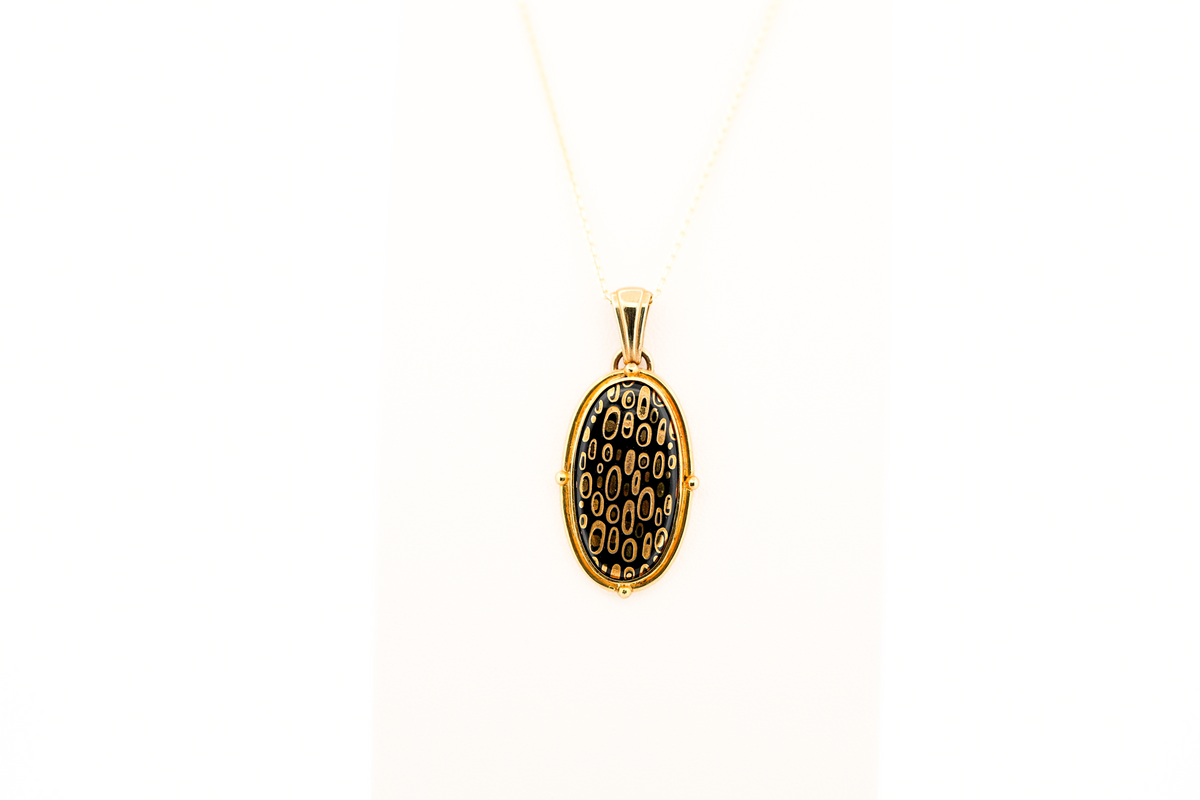 Estate 18k Yellow Gold Pendant with Gold & Black Enamel - Michele Raney