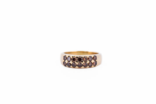 Estate 18k Yellow Gold Wedding Band with Cognac Diamonds