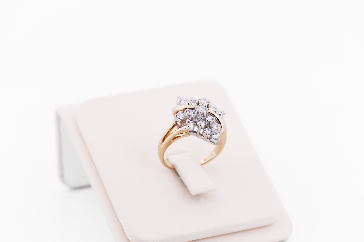 Estate Diamond Cluster Waterfall Ring in Yellow Gold