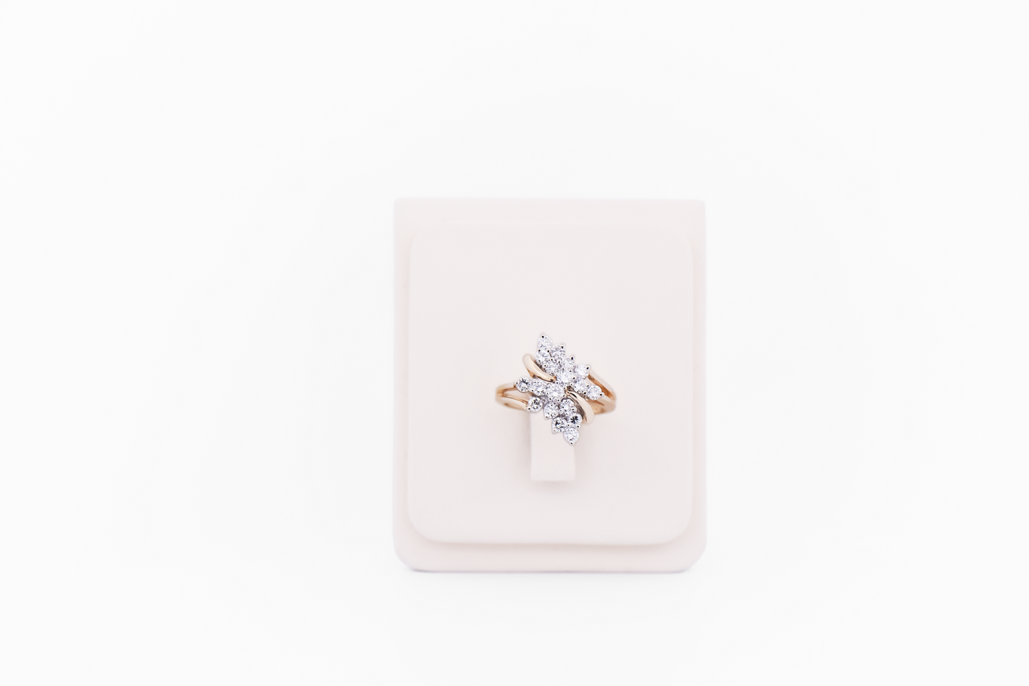 Estate Diamond Cluster Waterfall Ring in Yellow Gold