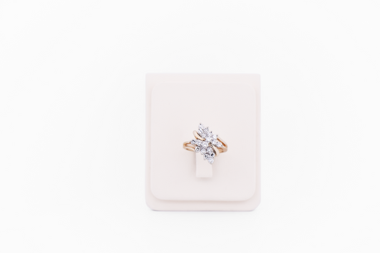 Estate Diamond Cluster Waterfall Ring in Yellow Gold