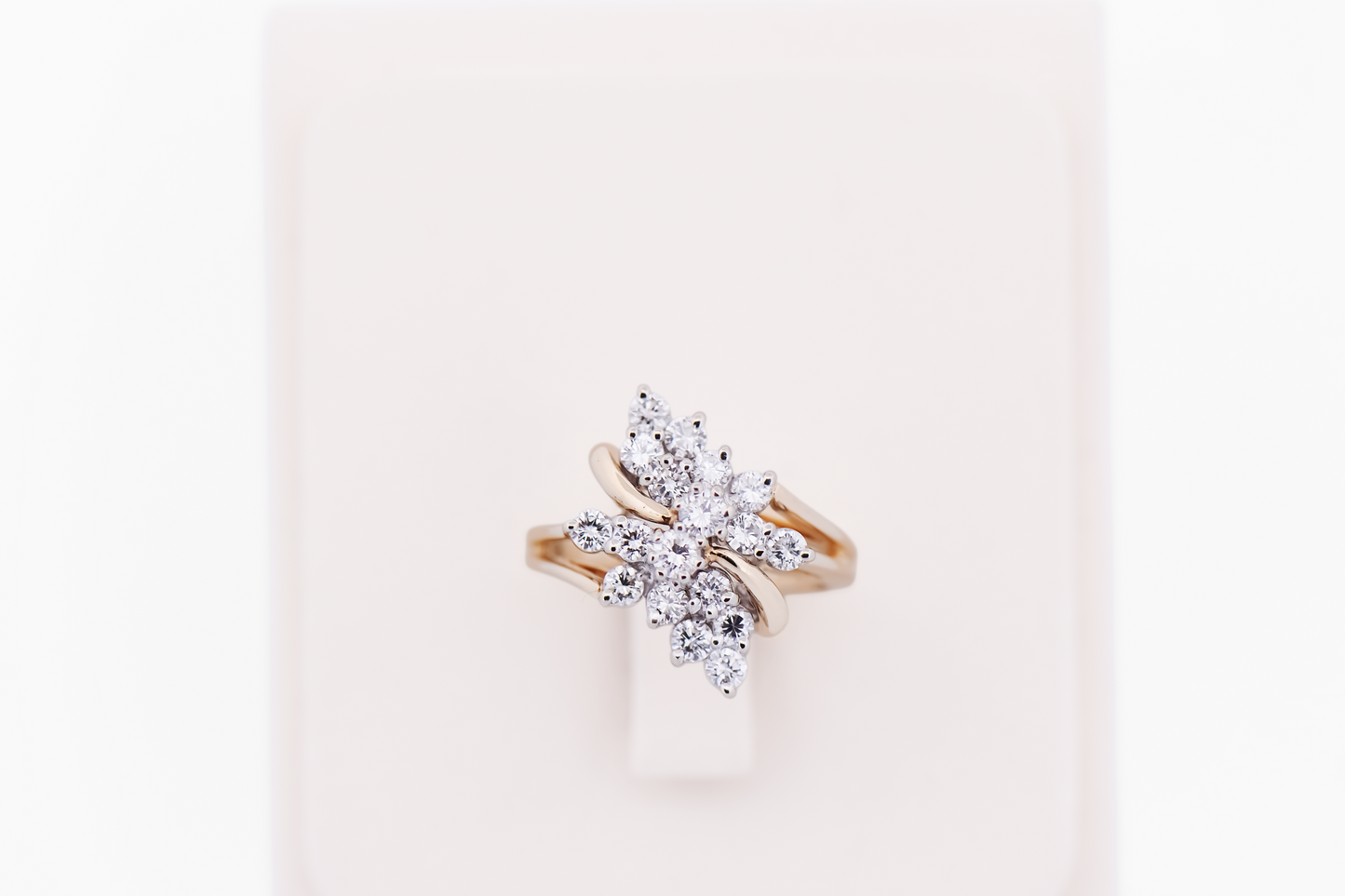 Estate Diamond Cluster Waterfall Ring in Yellow Gold