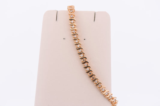 Estate S-Link Diamond Bracelet in Yellow Gold