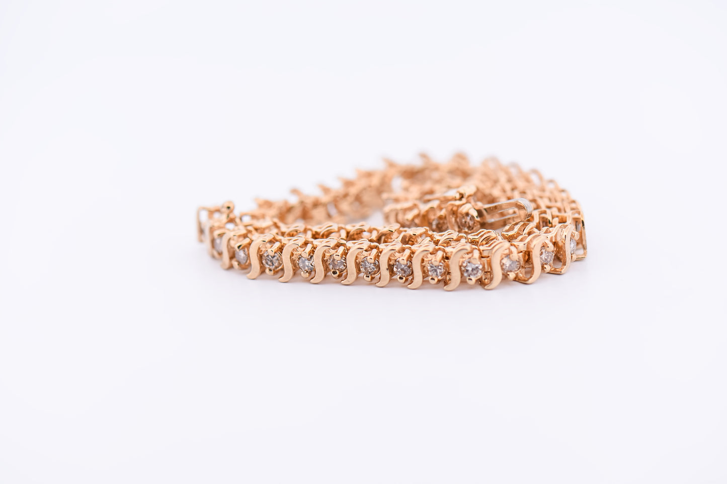 Estate S-Link Diamond Bracelet in Yellow Gold
