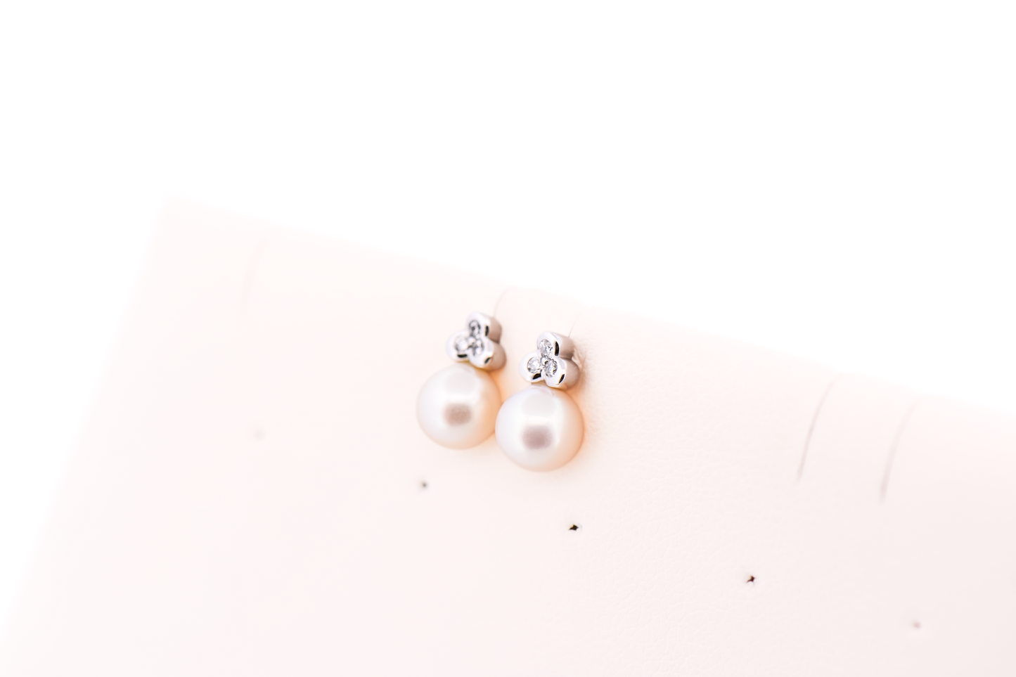 Estate Akoya Pearl & Diamond Stud Earrings in White Gold