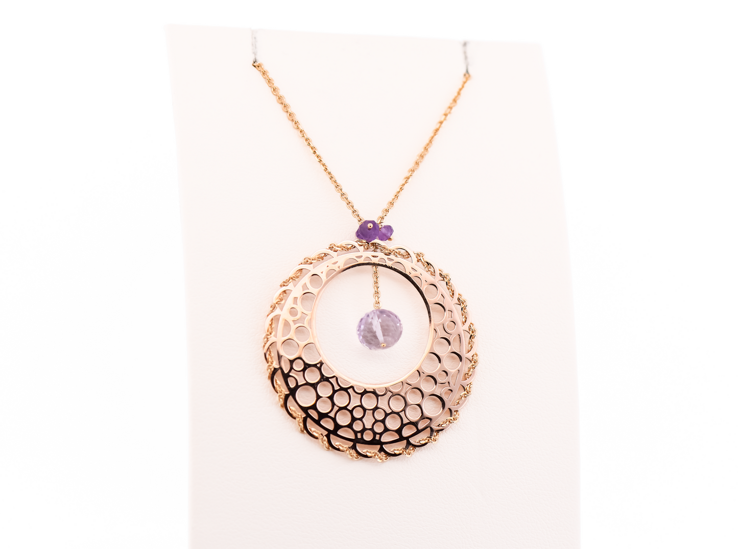 Estate Amethyst Briolette Dreamcatcher Pendant in 14k Rose Gold