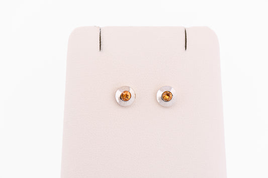 Estate Bezel-Set Spessartite Stud Earrings in 14k White Gold