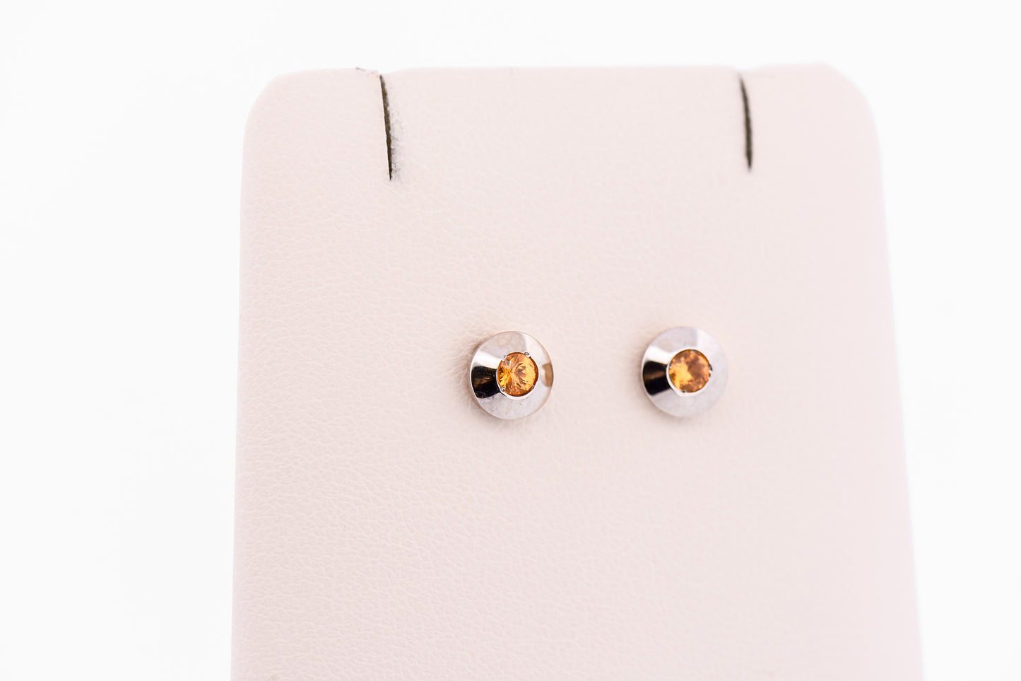 Estate Bezel-Set Spessartite Stud Earrings in 14k White Gold