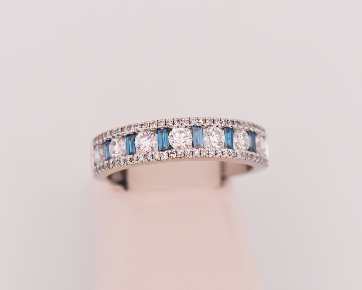 Estate Blue and White Diamond Channel Band