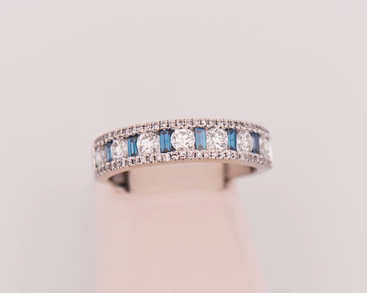 Estate Blue and White Diamond Channel Band