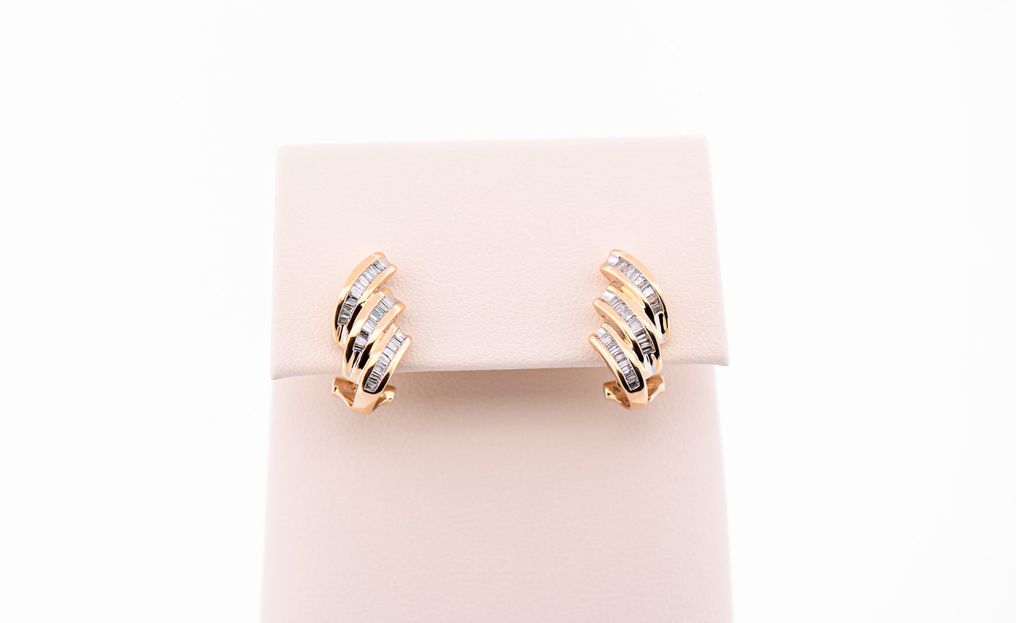 Estate Channel-Set Baguette Diamond Earrings with Omega Backs