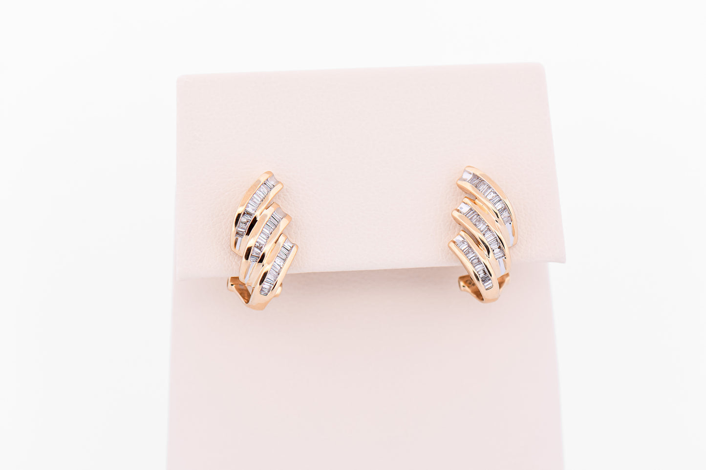Estate Channel-Set Baguette Diamond Earrings with Omega Backs