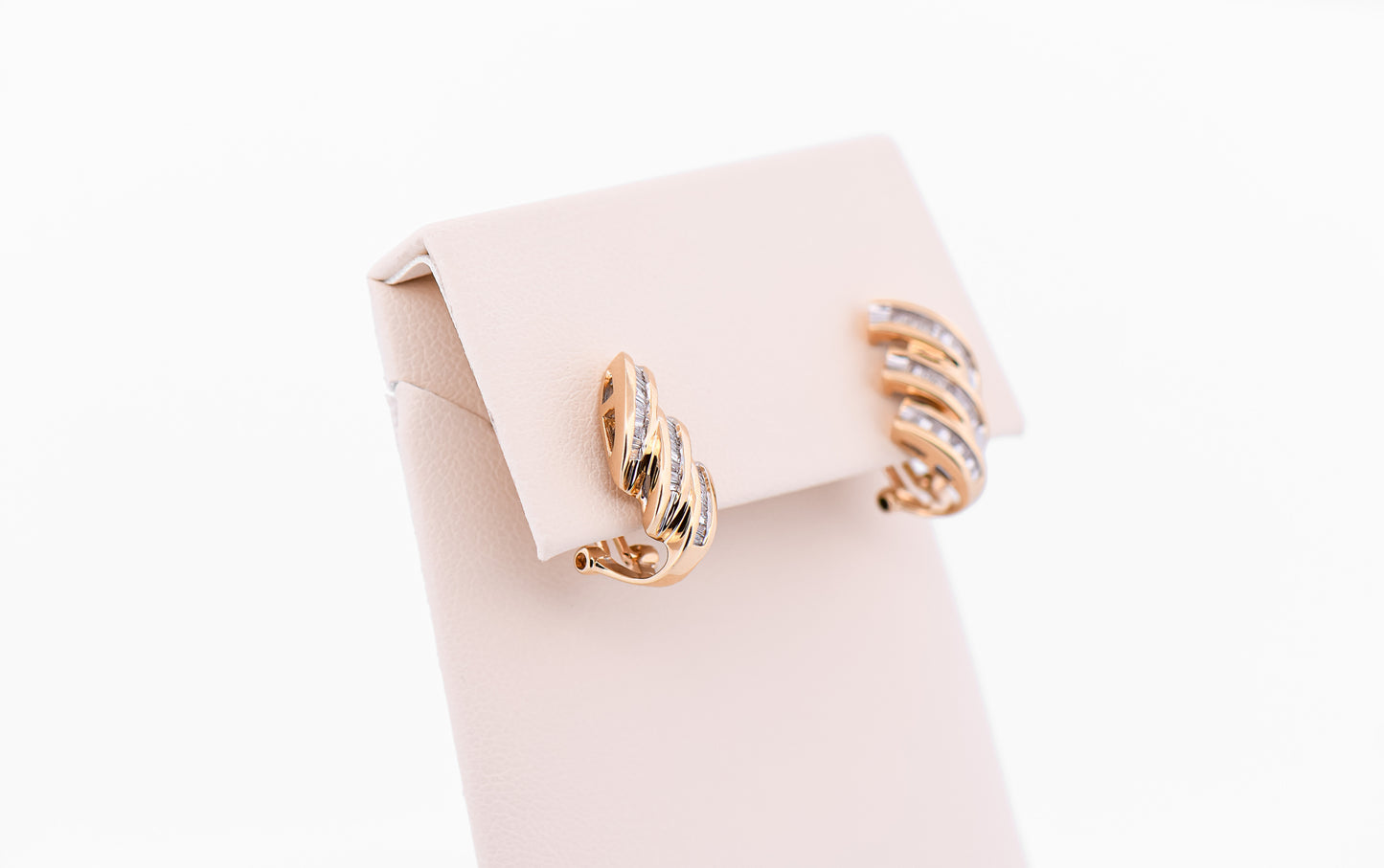 Estate Channel-Set Baguette Diamond Earrings with Omega Backs