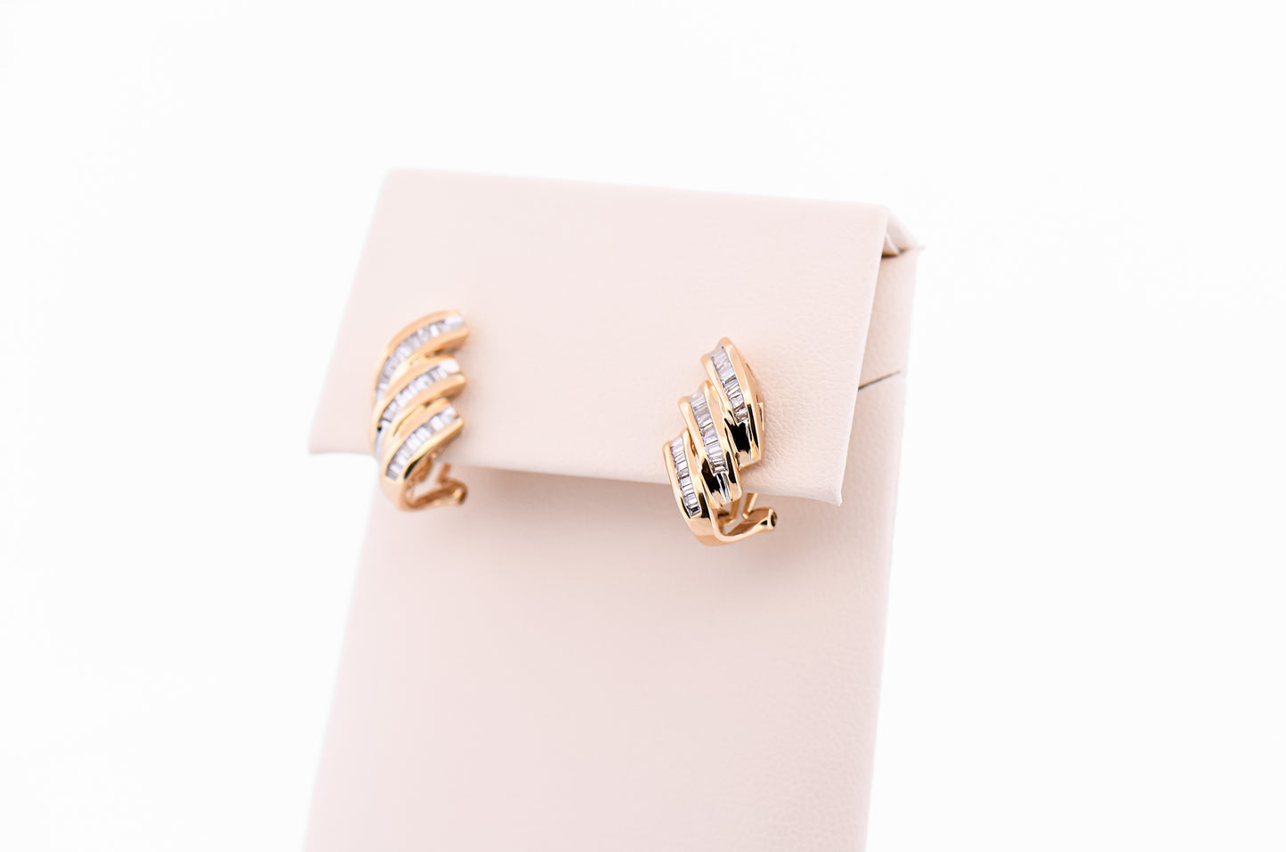 Estate Channel-Set Baguette Diamond Earrings with Omega Backs