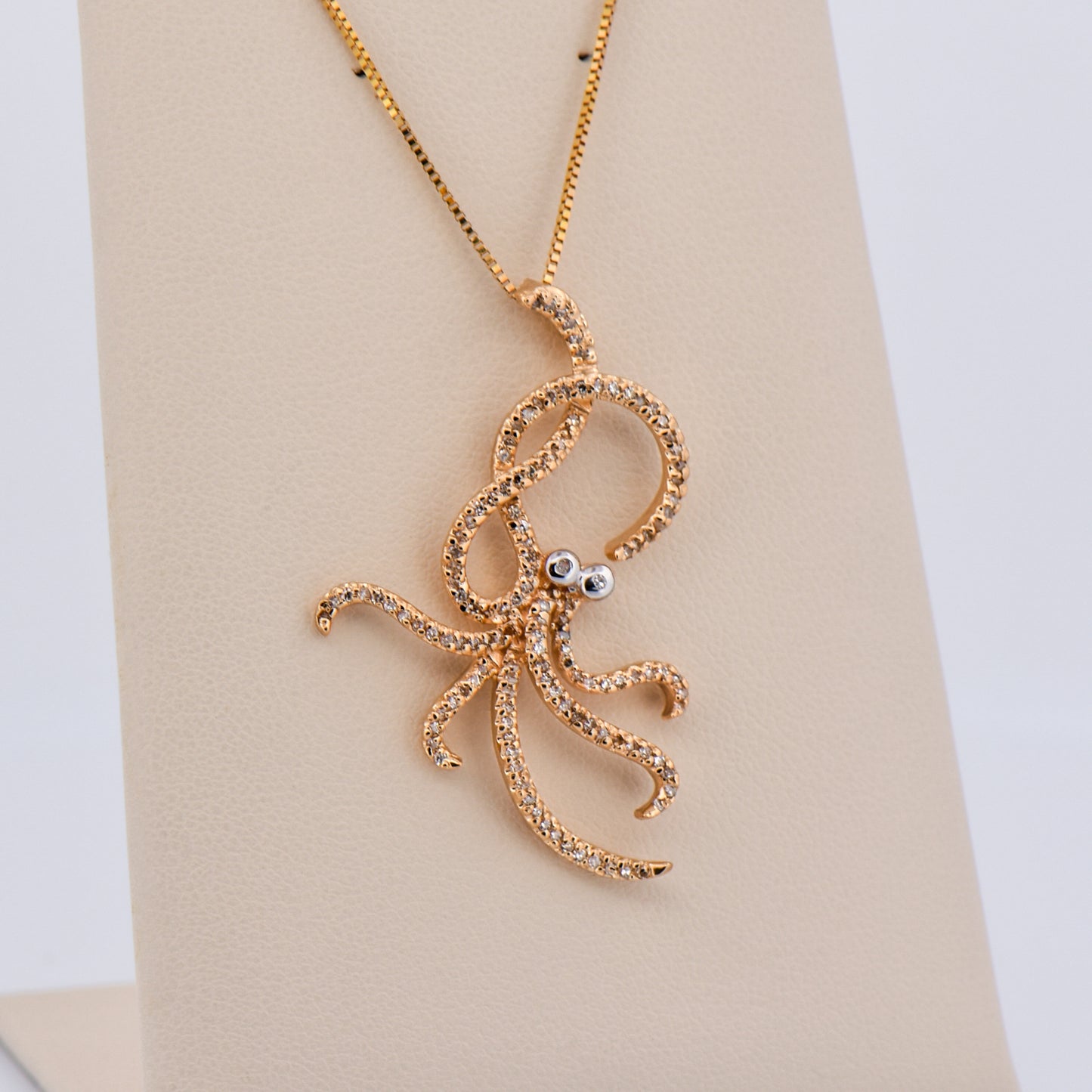 Estate Diamond-Accented Octopus Pendant in Yellow Gold
