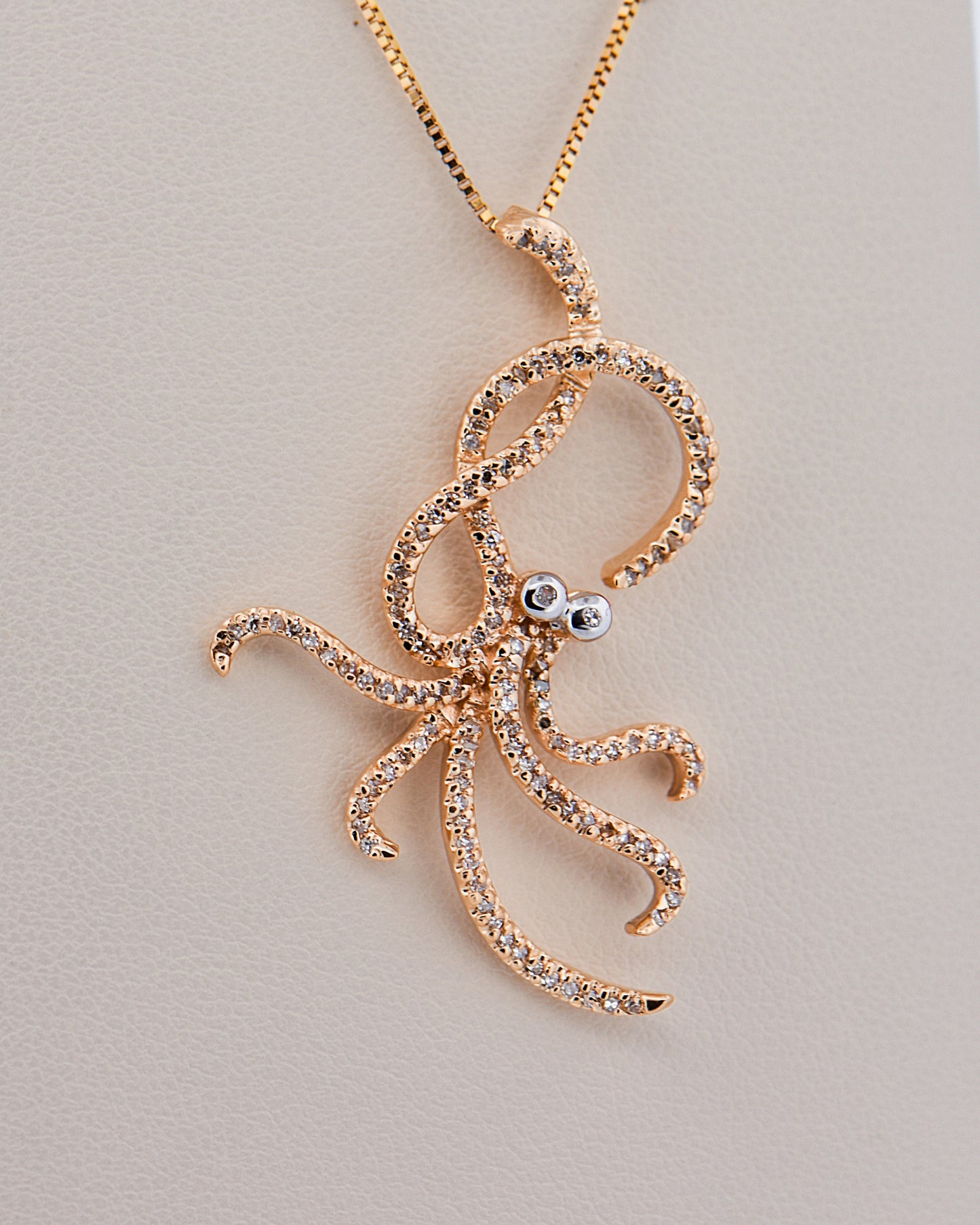 Estate Diamond-Accented Octopus Pendant in Yellow Gold