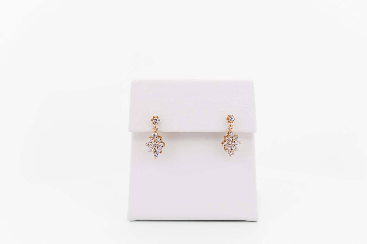 Estate Diamond Cluster Dangle Earrings in Yellow Gold